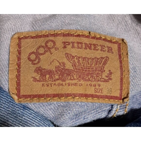 Vintage 1989 Gap Pioneer Acid Wash Jean Jacket Bleached Denim Mens Size 38 Vinta - Picture 2 of 10